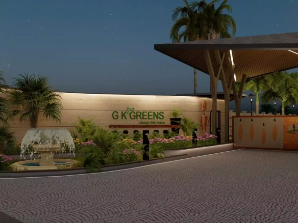 Grand entry gate of GK Greens plotted development close to Vijay Nagar Indore by Sunil Agrawal and Associates.