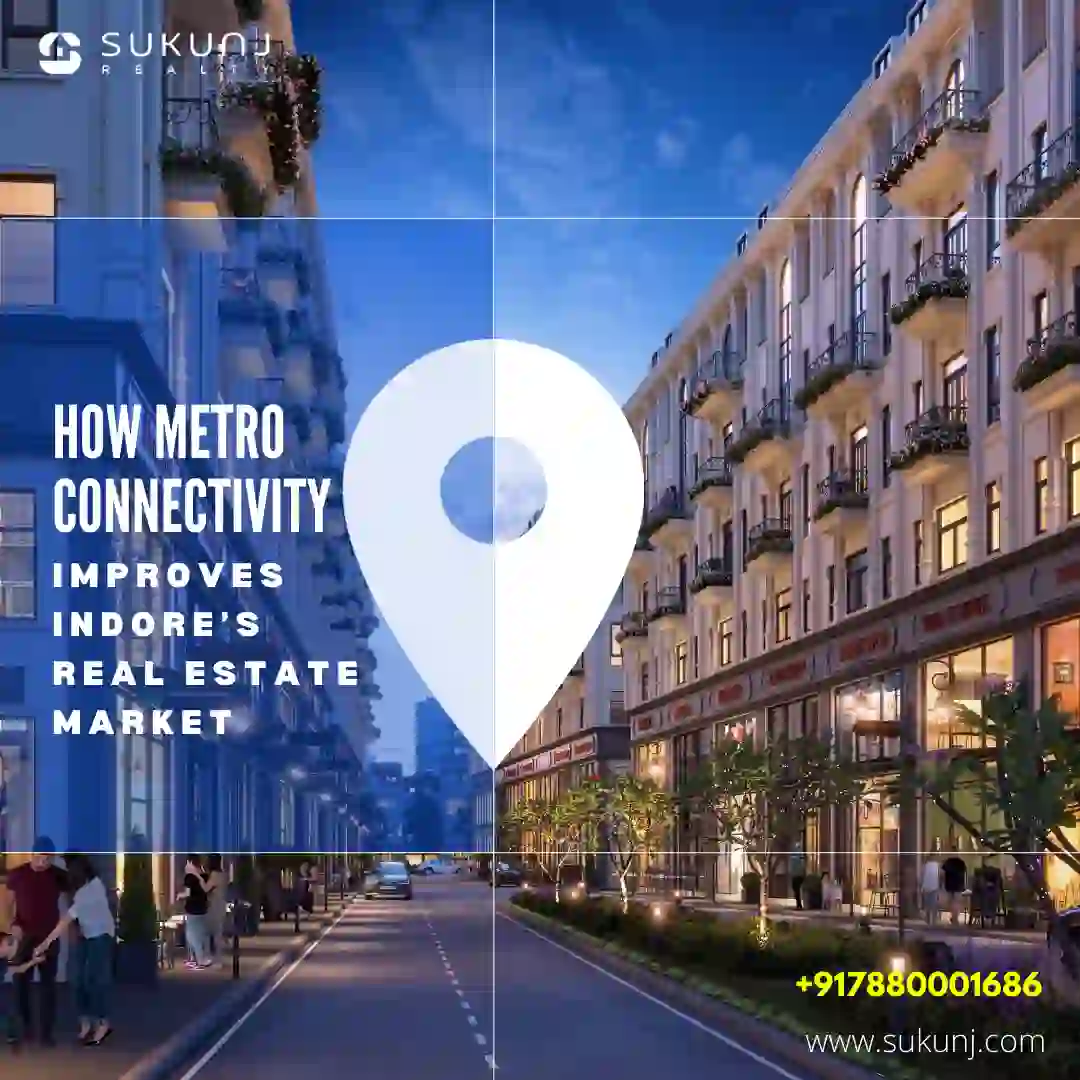 Metro train in Indore passing through a modern residential area.