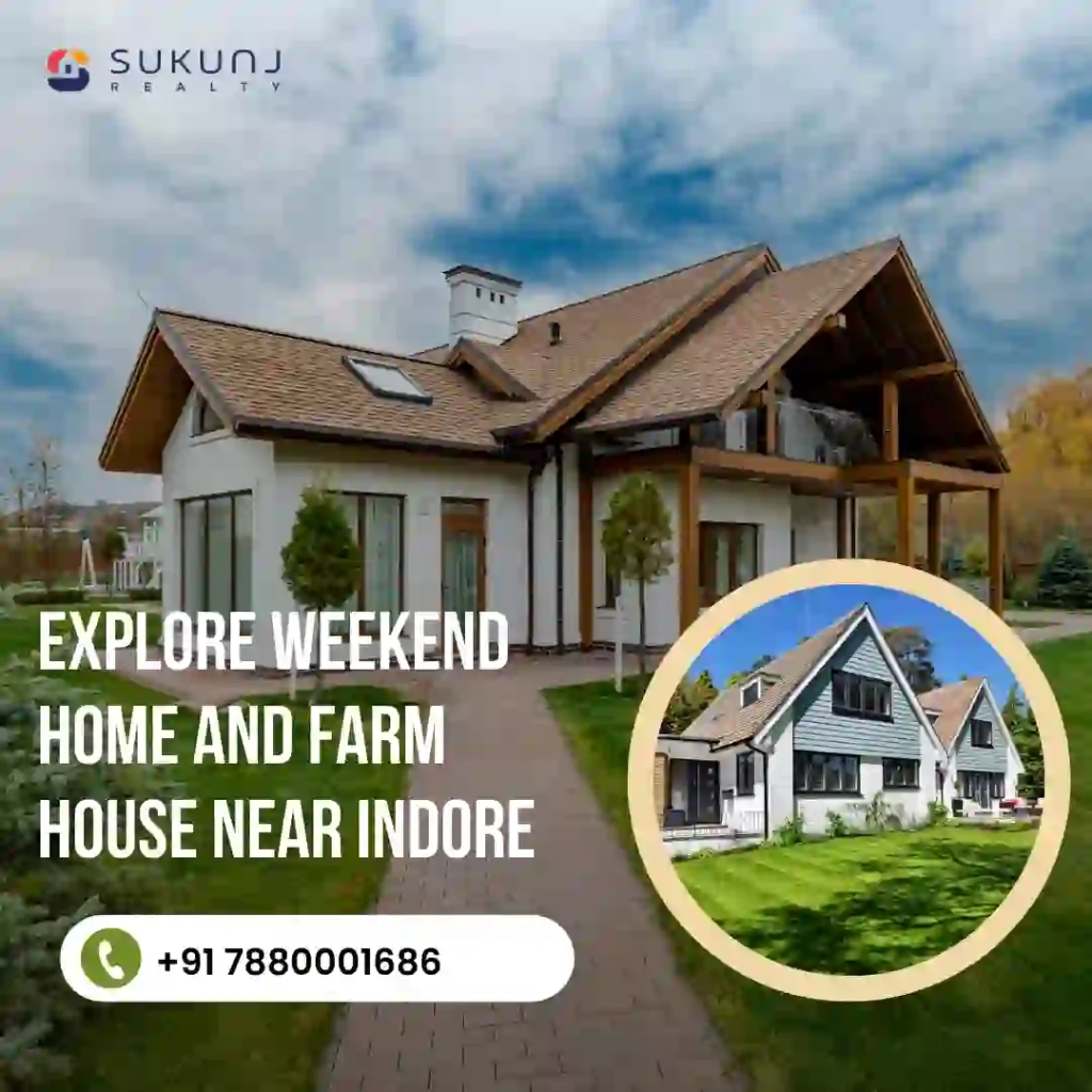 Weekend home near Indore with luxury amenities in a serene environment.