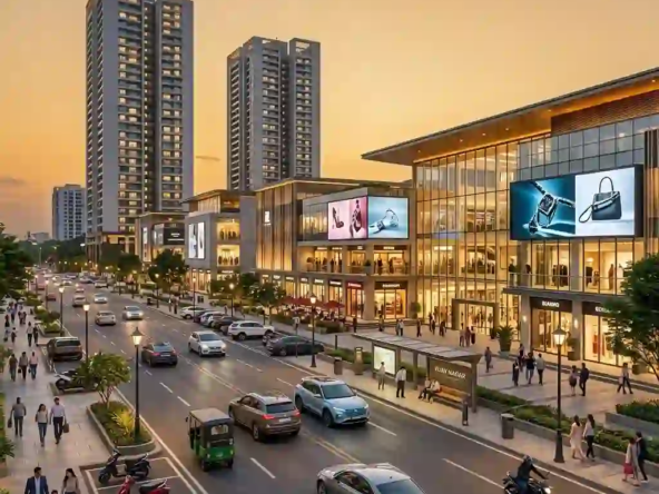 Modern residential and commercial high-rises showcasing the vibrant Vijay Nagar Indore real estate investment landscape.