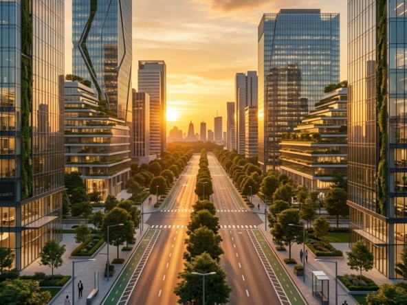 Modern high-rise residential towers and smart city infrastructure representing the best areas for real estate investment in Indore 2026.