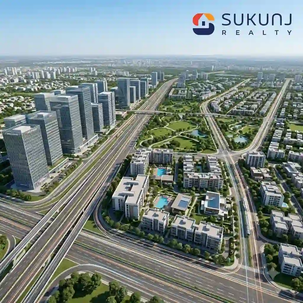 Strategic map layout highlighting the Best Area for NRI Investment in Indore across key growth corridors.
