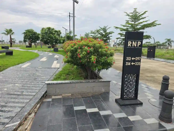 Gated entrance of RNP Residency plotted township on 250 feet Economic Corridor in Nainod Indore