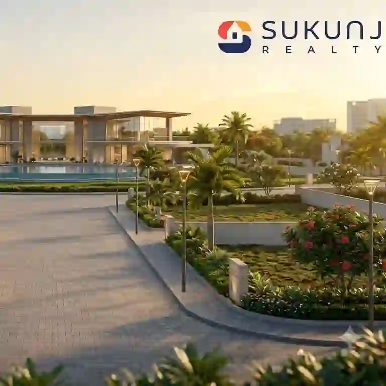 Tier-1 branded plotted developments showing master planned avenues and luxury clubhouse in Indore